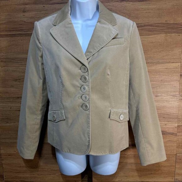 Ann Taylor Beige Size 4 Velvet Finish Blazer Jacket. Fully lined. Excellent cond - Picture 5 of 6